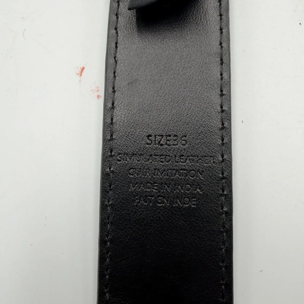 True Religion World Tour Big T Stitching Black Belt Sz 36 100% Leather‎ - Read